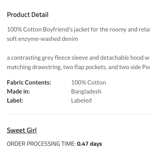 Aster June women’s denim sweatshirt jacket hoodie - Picture 7 of 7